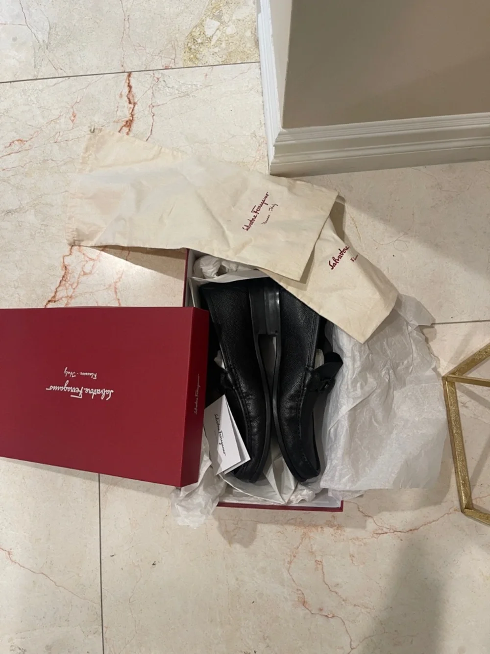 Salvatore Ferragamo Black Gancini-Accent Leather Loafers